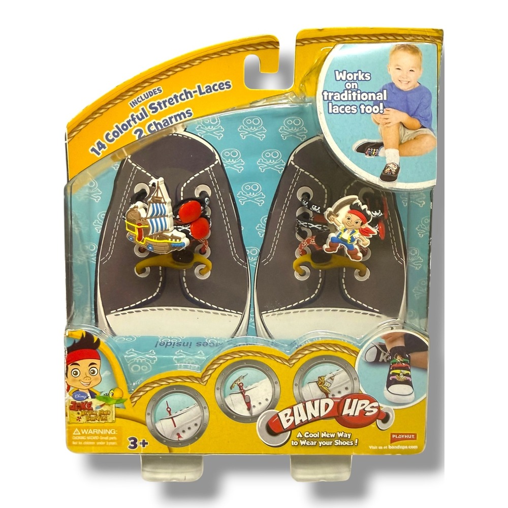 Disney Jake Never Land Pirates Band Ups No Tie Shoelaces Charms Playhut NIP